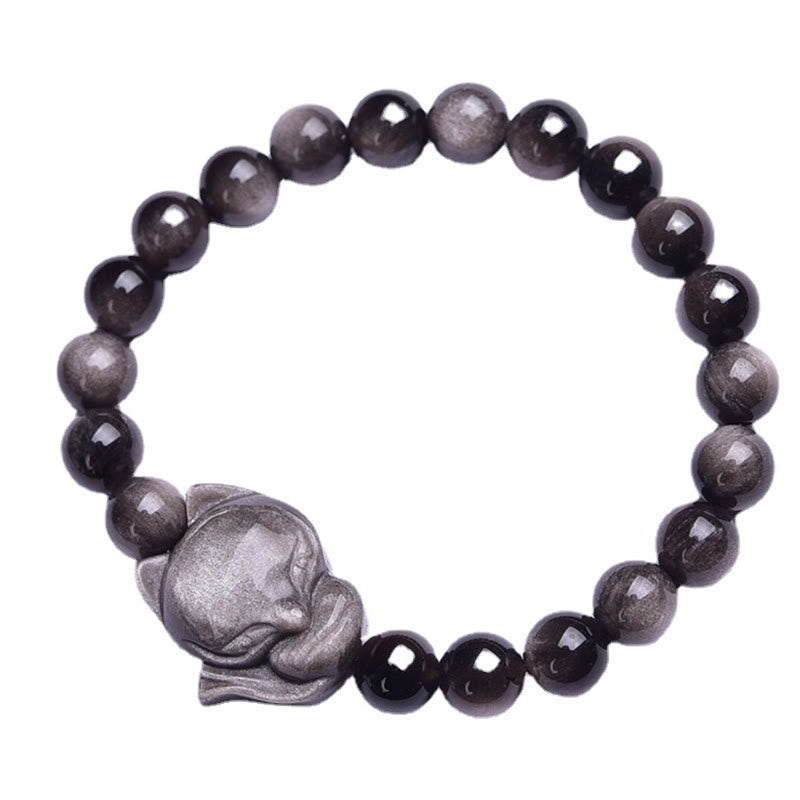 KarmaRipple's Authentic Silver Sheen Obsidian Fox Protection Bracelet p7