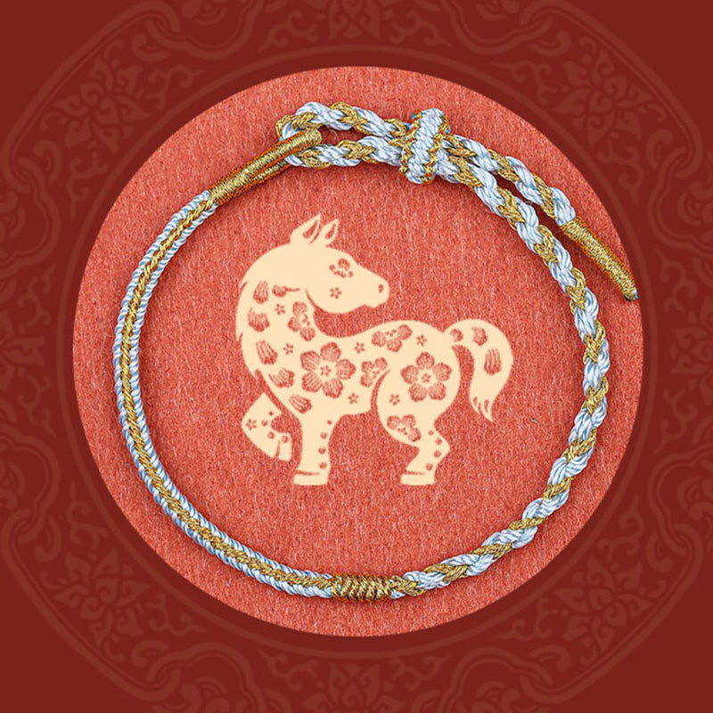 KarmaRipple's Handmade Chinese Zodiac Rabbit Rooster Rat Horse Dragon Protection Braid String Bracelet p23