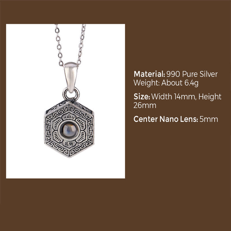 KarmaRipple's 990 Sterling Silver Tibetan Om Mani Padme Hum Lotus Love Projection Pendant Necklace p9