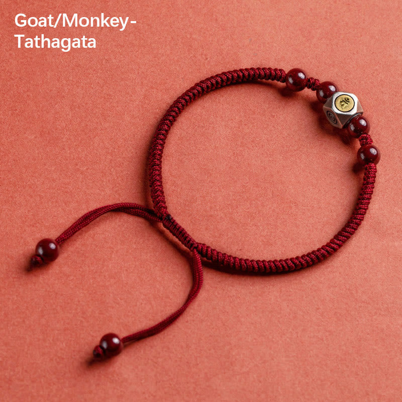 KarmaRipple's 925 Sterling Silver Chinese Zodiac Natal Buddha Cinnabar Calm Bracelet p48