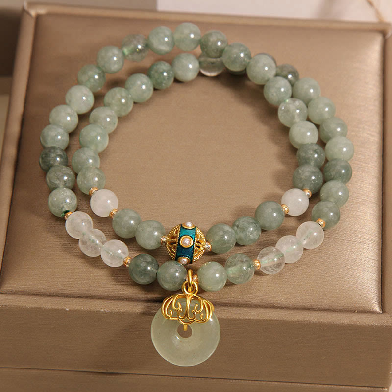 KarmaRipple's Green Aventurine Peace Buckle Talisman Fortune Double Wrap Bracelet p5