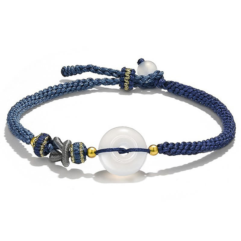 KarmaRipple's Handmade Ivory Agate Peace Buckle Fortune Happiness Protection Weave String Bracelet p2