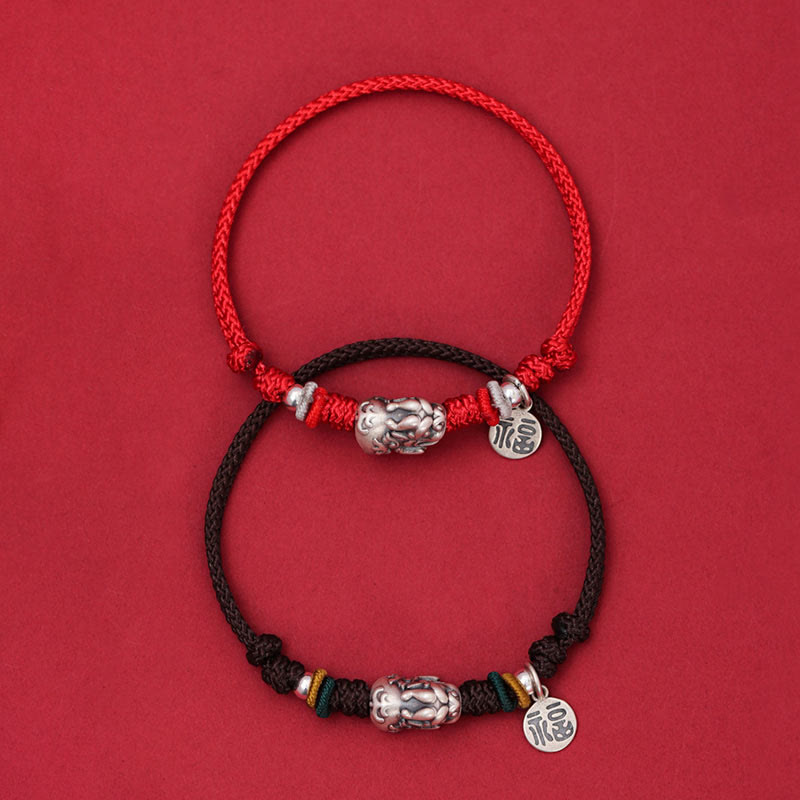 KarmaRipple's 925 Sterling Silver PiXiu Fu Character Wealth Fortune Handmade Woven Bracelet p8