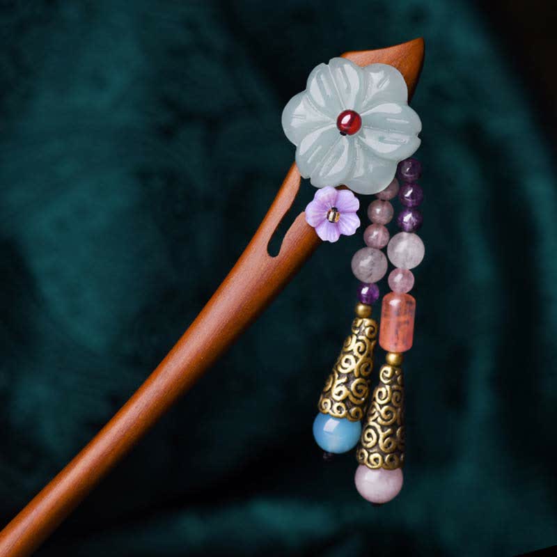 KarmaRipple's Red Sandalwood Amethyst Aventurine Protection Hairpin Decoration p1