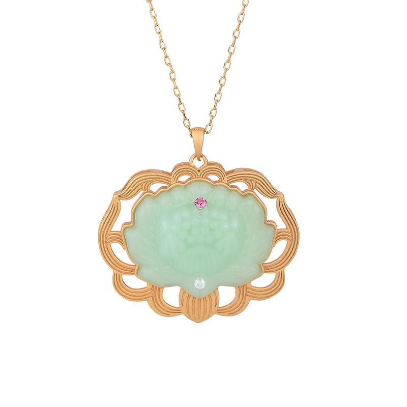 KarmaRipple's Authentic Jade Lotus Balance Pendant Necklace p3