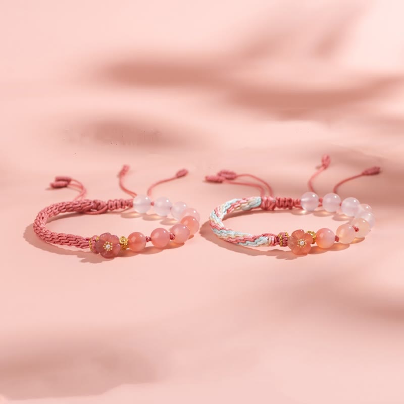 KarmaRipple's Authentic Gradient Agate Reincarnation Weave Peach Blossom Wealth Fortune Handmade String Bracelet p3