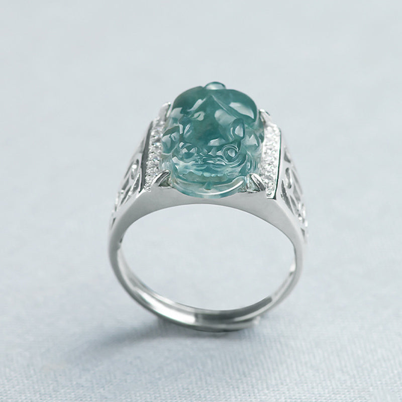 KarmaRipple's 925 Sterling Silver Fengshui Wealth Prosperity Jade PiXiu Fortune Ring p6