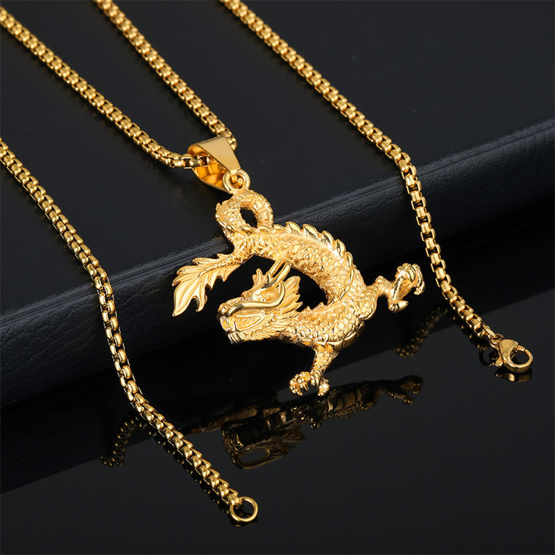 KarmaRipple's Dancing Dragon Pattern Fortune Pendant Necklace p3