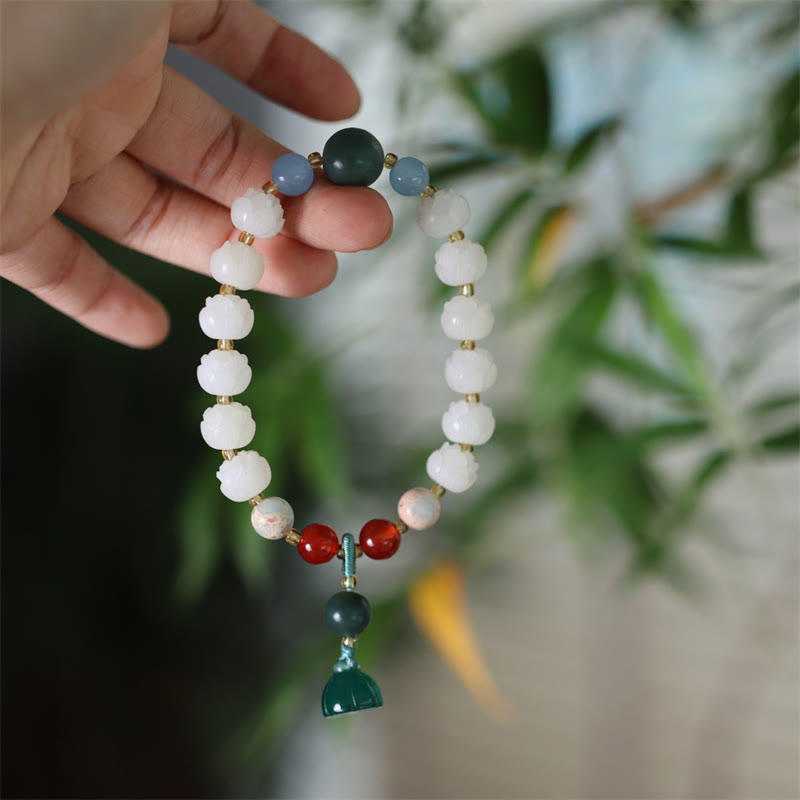 KarmaRipple's Bodhi Seed Lotus Bead Carved Peace Balance Bracelet p10