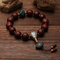 Mala de poignet en perles d'agate Bodhi tibétaines de KarmaRipple, talisman de fortune et de richesse