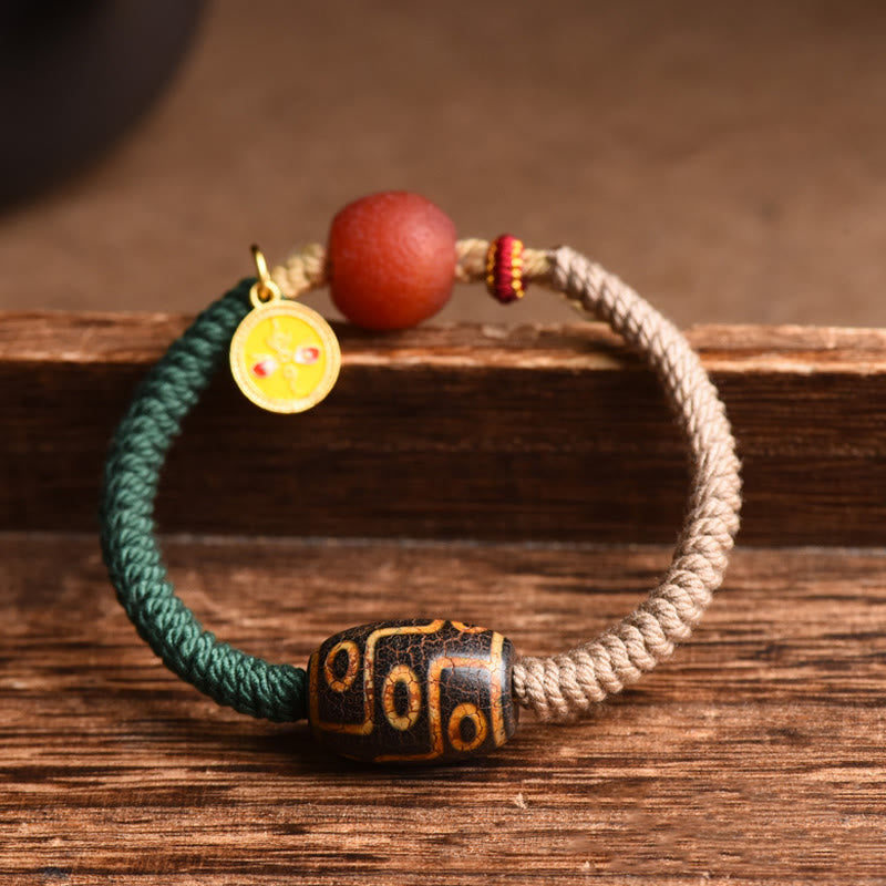 KarmaRipple's Handmade Tibetan Nine-Eye Dzi Bead Wealth Rope Bracelet p4