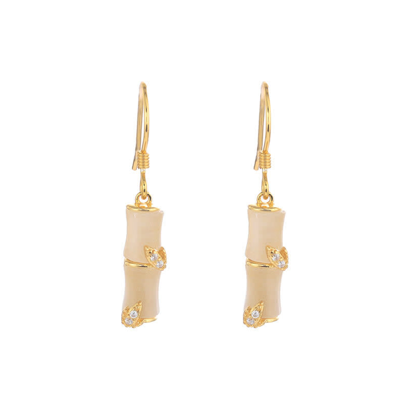 KarmaRipple's 925 Sterling Silver Hetian Jade Chrysoberyl Cat Eye Red Agate Bamboo Fortune Drop Earrings p2