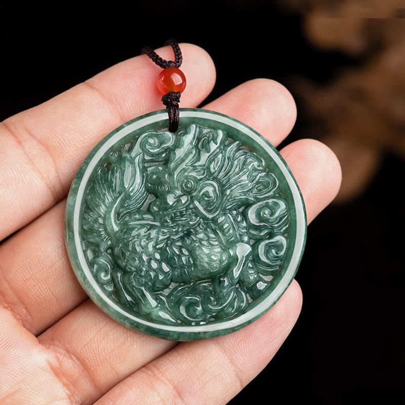 KarmaRipple's Authentic Jade Kirin Abundance String Pendant Necklace p5