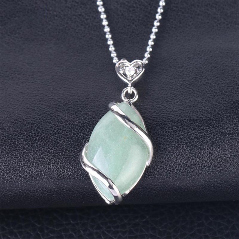 KarmaRipple's Marquise Pattern Authentic Gemstone Stone Talisman Pendant Necklace p1