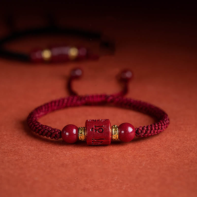 KarmaRipple's Tibet Cinnabar Om Mani Padme Hum Engraved Blessing Woven Bracelet p5