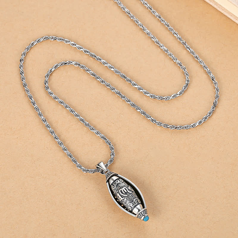KarmaRipple's Tibet Om Mani Padme Hum Protection Pendant Rotatable Necklace p6