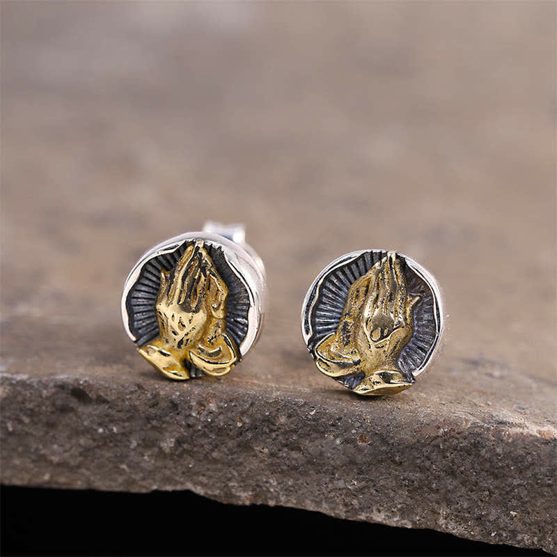 KarmaRipple's 925 Sterling Silver Namaste Equality Stud Earrings p1