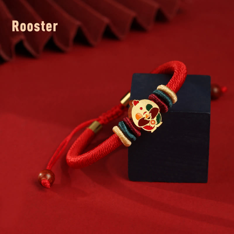 KarmaRipple's Handmade 925 Sterling Silver Year of the Dragon Cute Chinese Zodiac Fortune Woven Red Bracelet p38