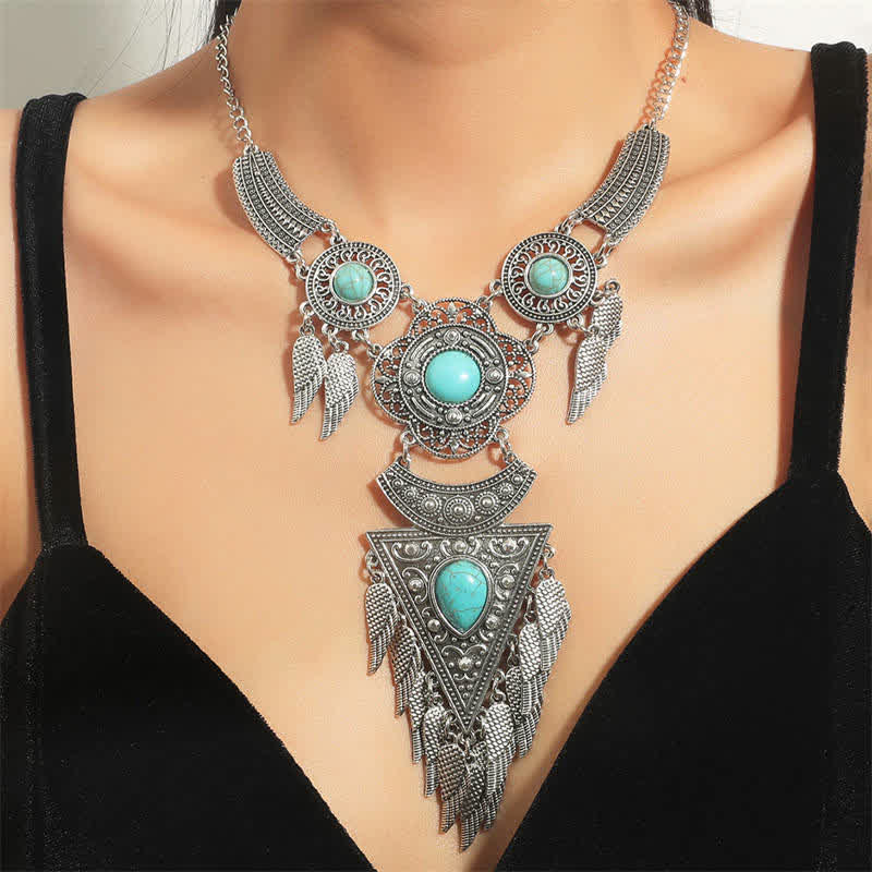 KarmaRipple's Tibetan Turquoise Bronze Wisdom Balance Pendant Necklace ( p12