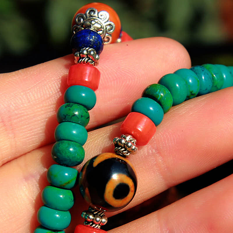 KarmaRipple's 108 Mala Beadwork Tibetan Turquoise Dzi Bead Protection Bracelet p7