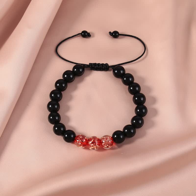 KarmaRipple's Black Obsidian Luminous Glowstone Strength Bracelet p22