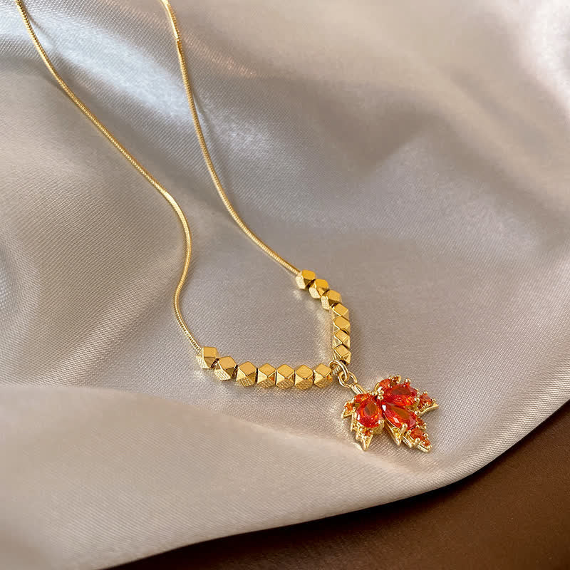 KarmaRipple's Maple Leaf Zircon Fortune Pendant Necklace Ring Earrings p12