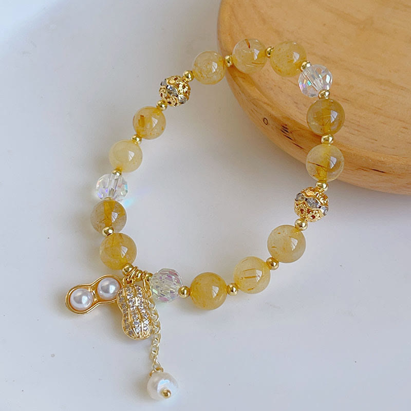 KarmaRipple's Sun Stone Colorful Rutilated Quartz Wealth Peanut Talisman Bracelet p2