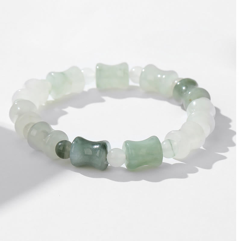 KarmaRipple's Jade Coconut Shell Bamboo Pattern Abundance Fortune Bracelet p7