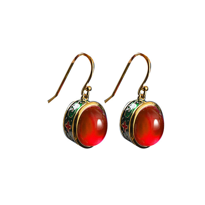 KarmaRipple's Round Red Corundum Confidence Hook Drop Dangle Earrings p10