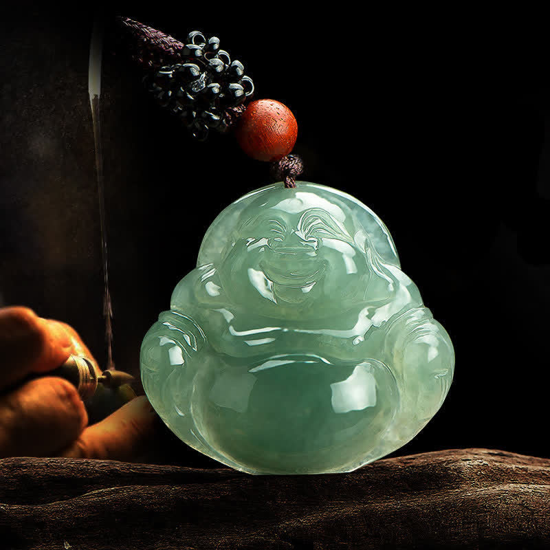 KarmaRipple's Laughing Buddha Jade Abundance String Pendant Necklace p3