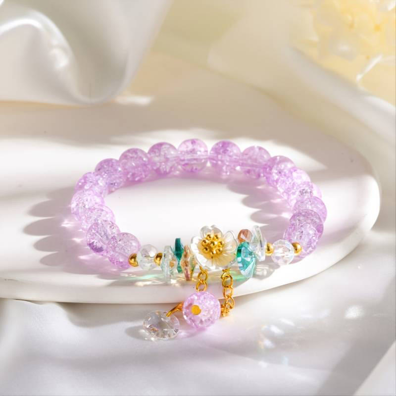 KarmaRipple's Simple Design Flower Talisman Glass Bead Bracelet p18
