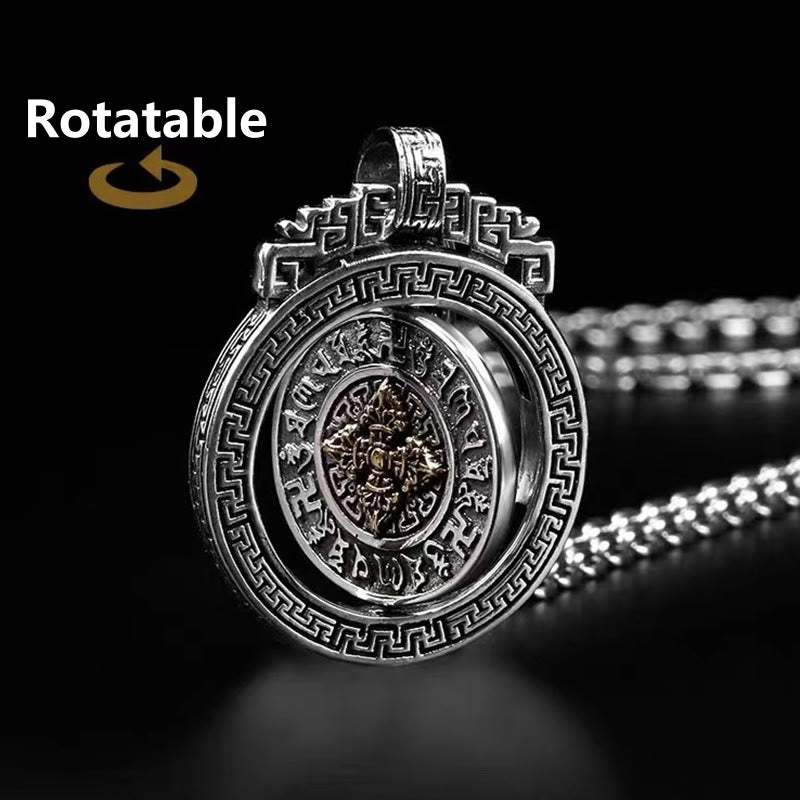 KarmaRipple's Tibetan Om Mani Padme Hum Double Dorje Vajra Rotatable Purity Peace Pendant Necklace p9