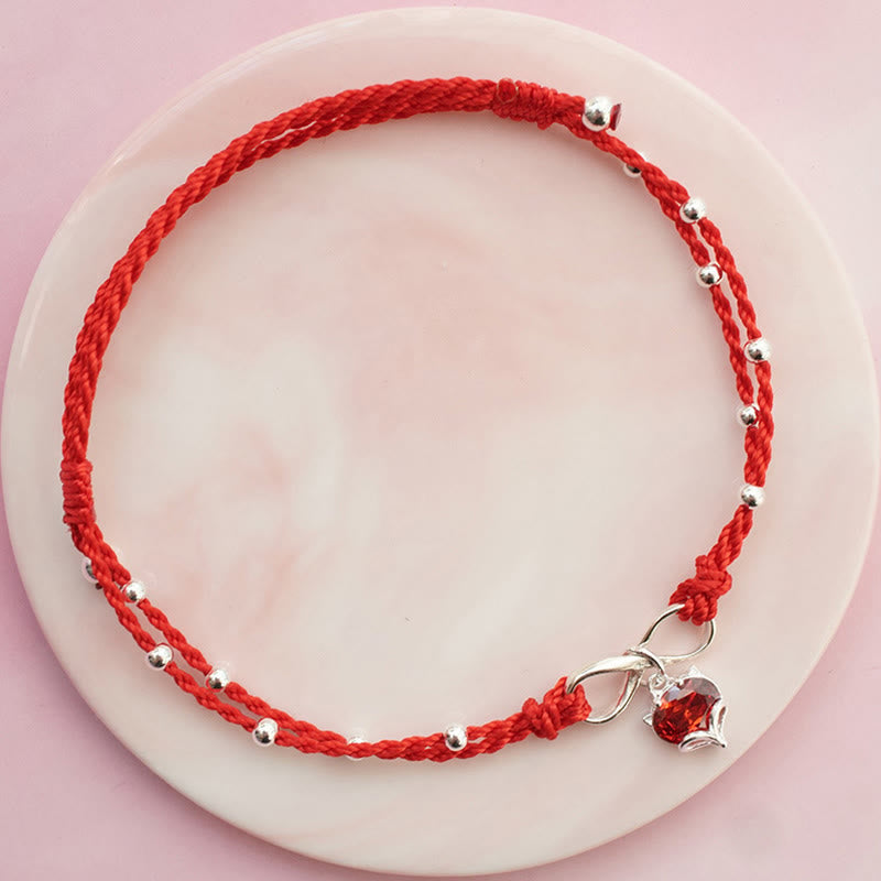 KarmaRipple's Love Heart Infinity Symbol Woven String Anklet p1