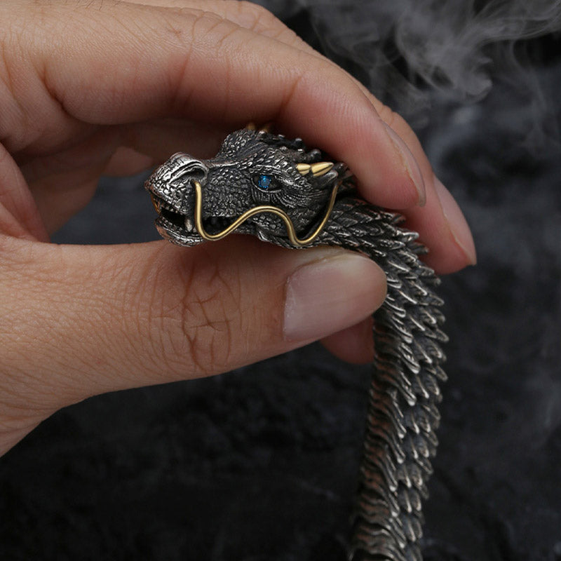 KarmaRipple's Nordic Dragon Handmade Amulet Fortune Protection Chain Bracelet p4