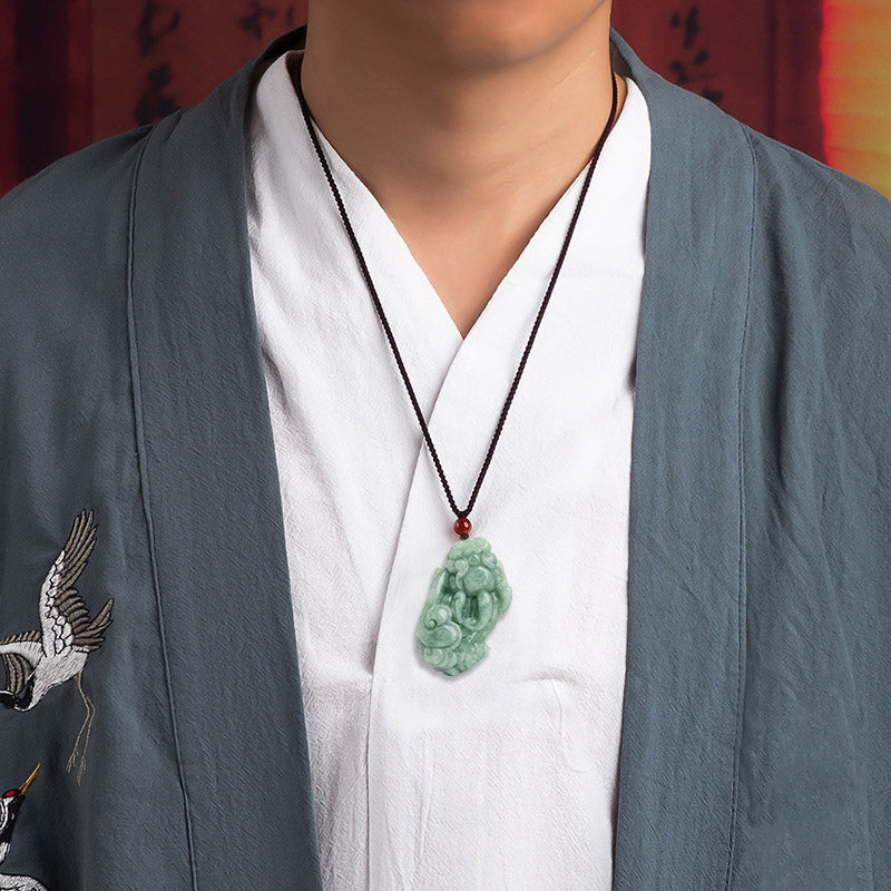 KarmaRipple's Jade PiXiu Wealth Fortune String Pendant Necklace p3