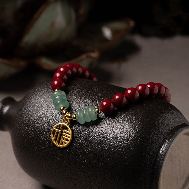 KarmaRipple's Cinnabar Green Aventurine Fortune Blessing Bracelet p2