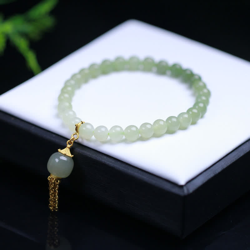 KarmaRipple's 925 Sterling Silver Hetian Jade Beaded Wealth Talisman Bracelet p2