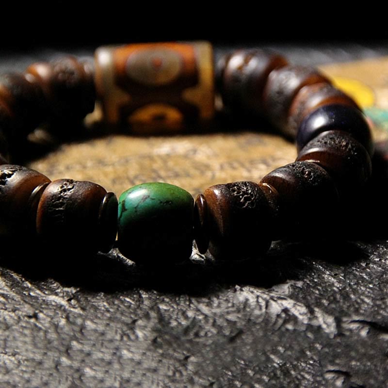 KarmaRipple's Tibetan Yak Bone Dzi Bead Turquoise Keep Away Evil Spirits Bracelet p7