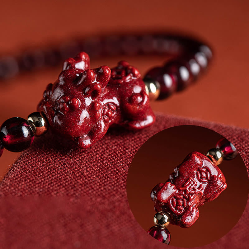 KarmaRipple's Garnet Cinnabar PiXiu Blessing Calm String Bracelet p6