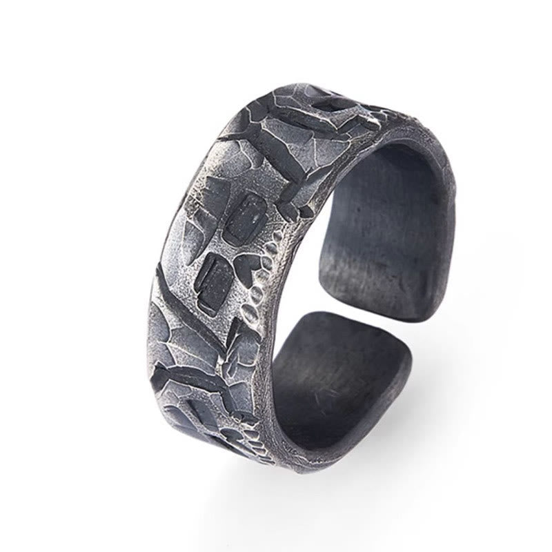 KarmaRipple's 999 Sterling Silver Skeleton Pattern Handmade Blessing Ring p3
