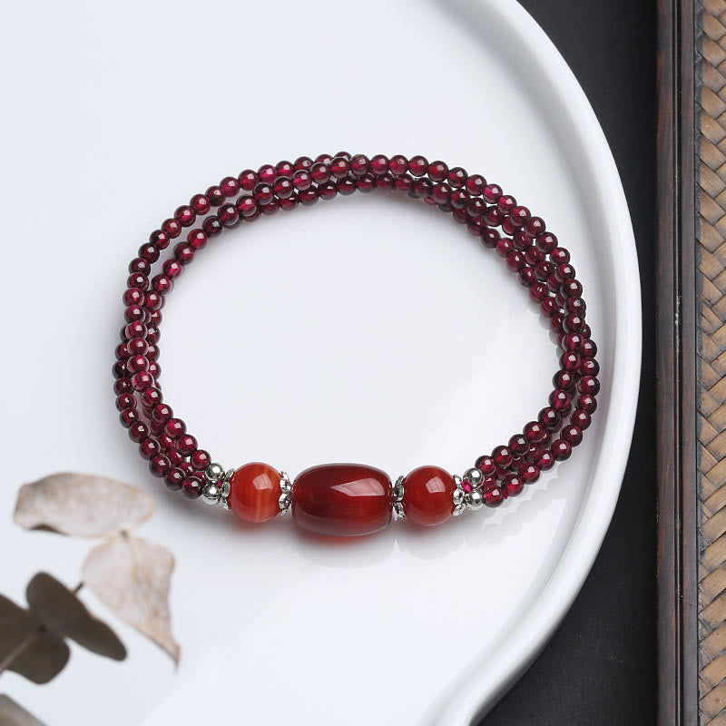 KarmaRipple's Authentic Garnet Red Agate Protection Triple Layer Bracelet p9