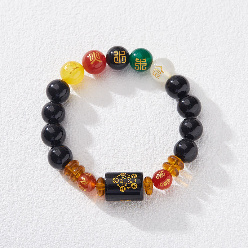 KarmaRipple's Five Elements Black Onyx Red Agate Wisdom Wealth Bracelet p33