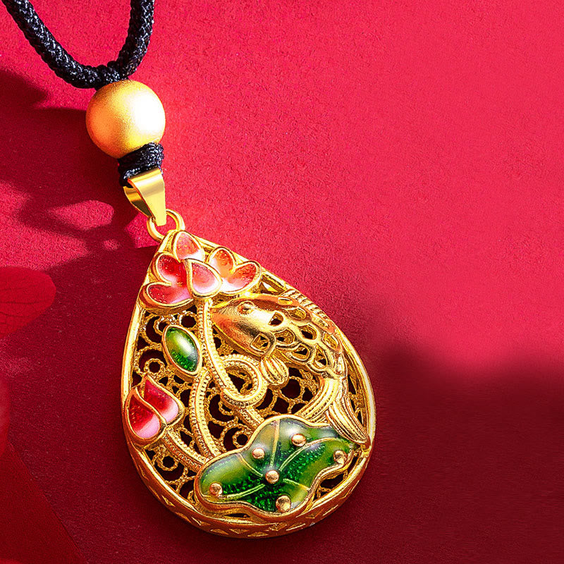 KarmaRipple's Koi Fish Lotus Flower Leaf Bronze Fortune Pendant Necklace p4