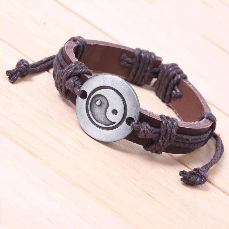 KarmaRipple's Retro Yin Yang Leather Balance String Bracelet p10