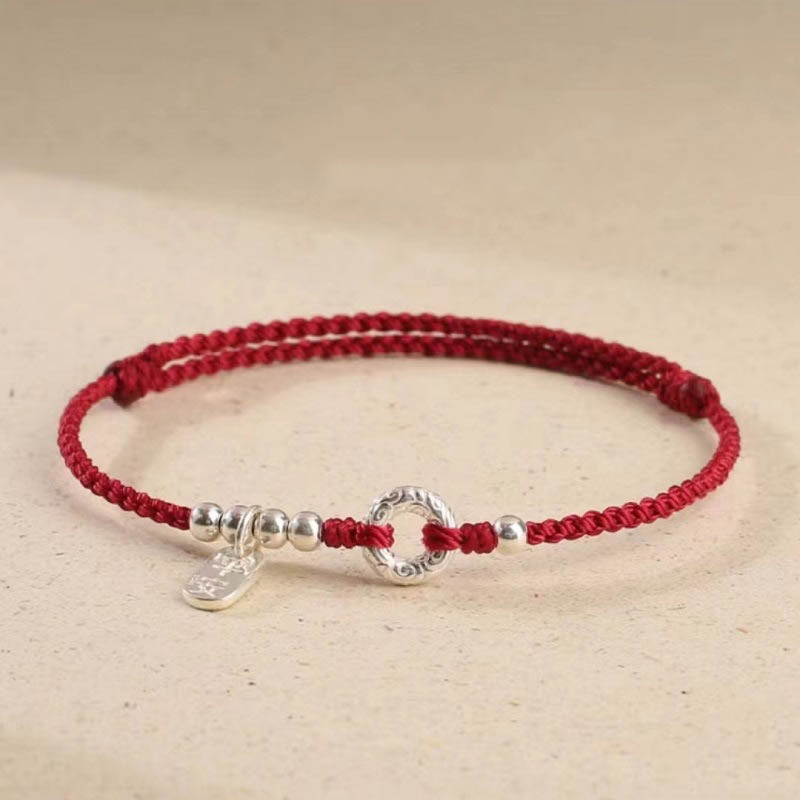 KarmaRipple's 925 Sterling Silver Auspicious Clouds Peace Buckle Safe And Sound Bracelet Anklet ( p1