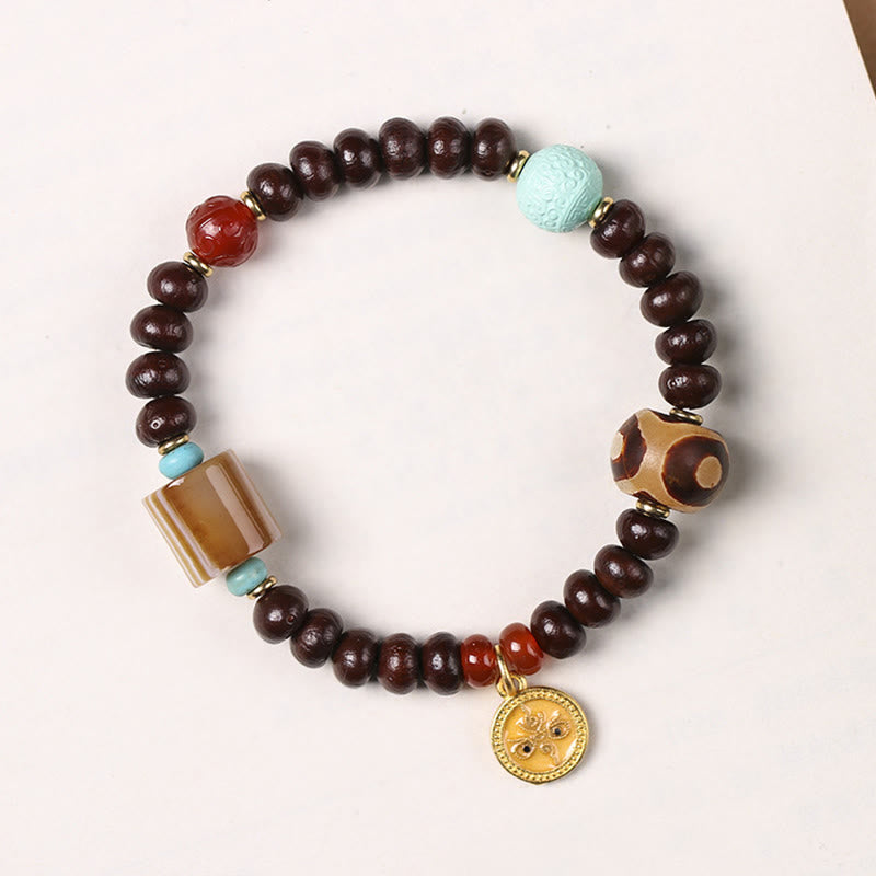 KarmaRipple's Authentic Tibet Purple Bodhi Seed Dzi Bead God of Wealth Wisdom Bracelet p17