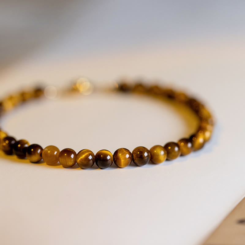 KarmaRipple's 14K Gold Plated Authentic Tiger Eye Stone Courage Protection Bracelet p5