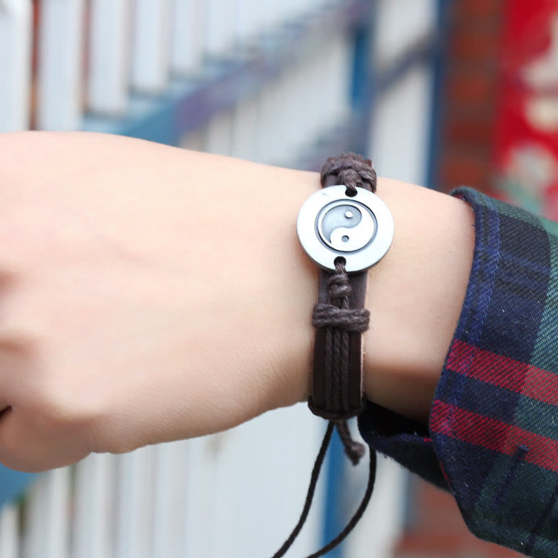 KarmaRipple's Retro Yin Yang Leather Balance String Bracelet p8