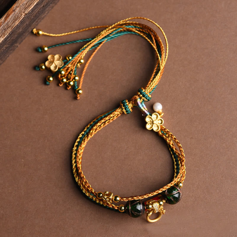 KarmaRipple's Tibetan Handmade Rope Liuli Glass Bead Woven Multilayered Balancing Bracelet p5
