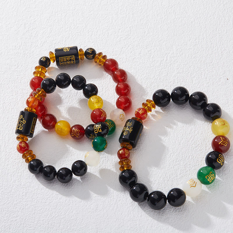 KarmaRipple's Five Elements Black Onyx Red Agate Wisdom Wealth Bracelet p4